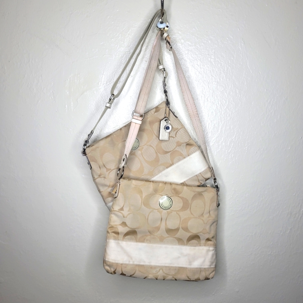 - Coach TWO Signature Canvas Stripe File Bags